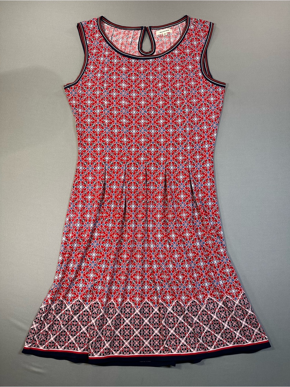 Max Studio Geometric Mosaic Pleated-Waist Jersey Mini Dress - Womens Large